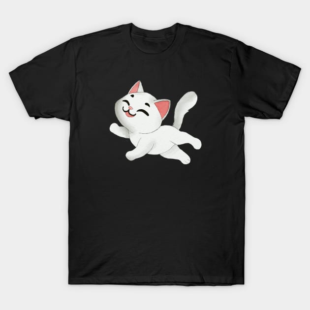 Happy runnig kitty T-Shirt by Znikoma